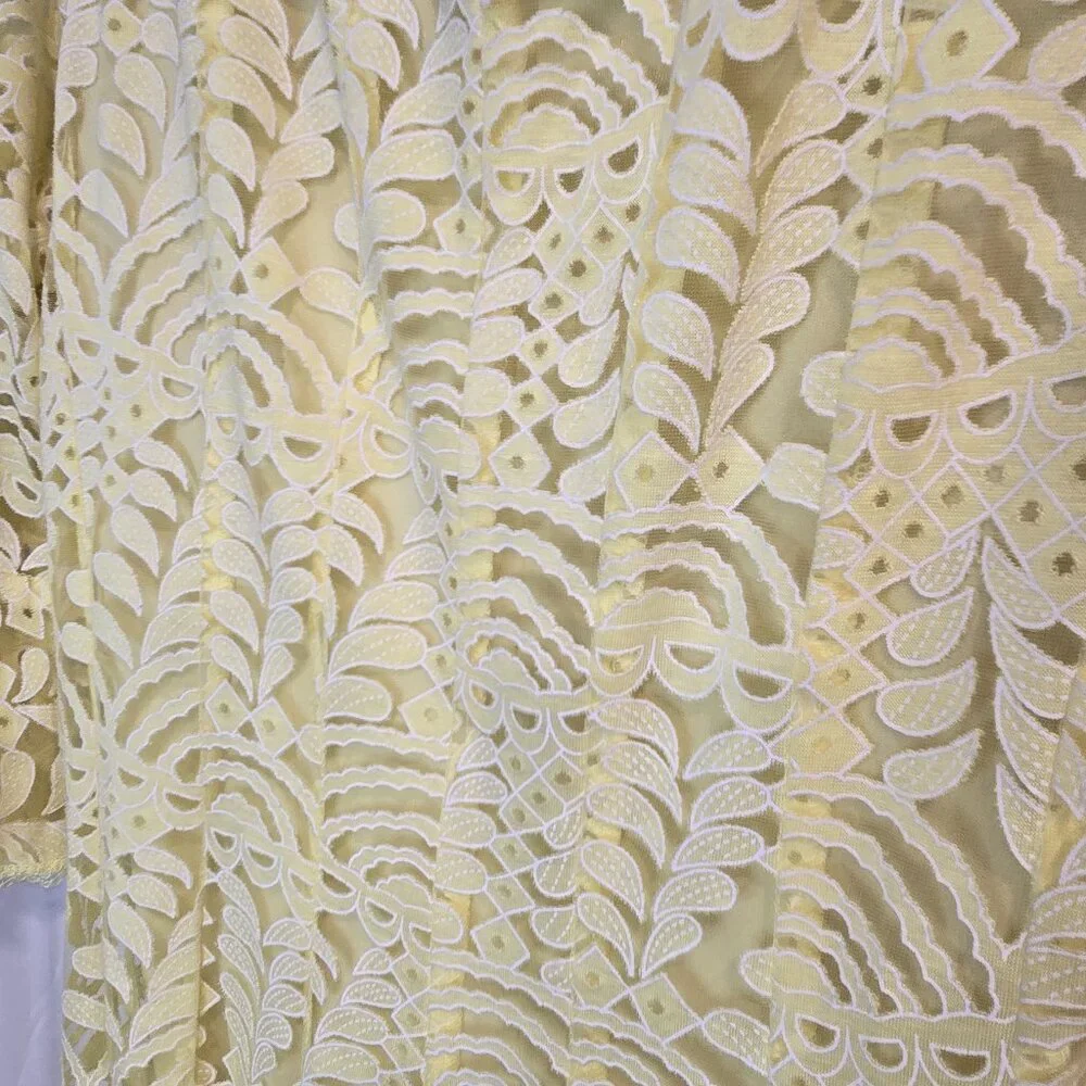 Rabbit Design 3/4 Bell Sleeve Abstract Lace Fit & Flare Dress 10 Yellow - Picture 6 of 8